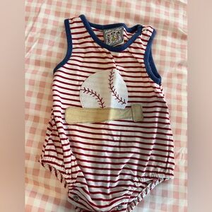Striped Baseball-Themed Kids One Piece